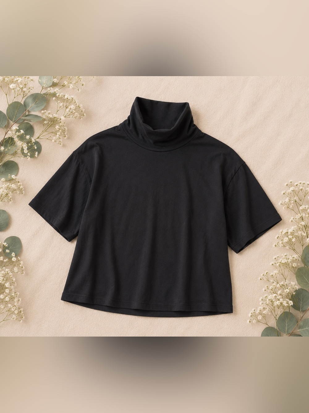 Lululemon Relaxed Fit Cotton Blend Turtleneck Tee | Black | Soft Athleisure Top